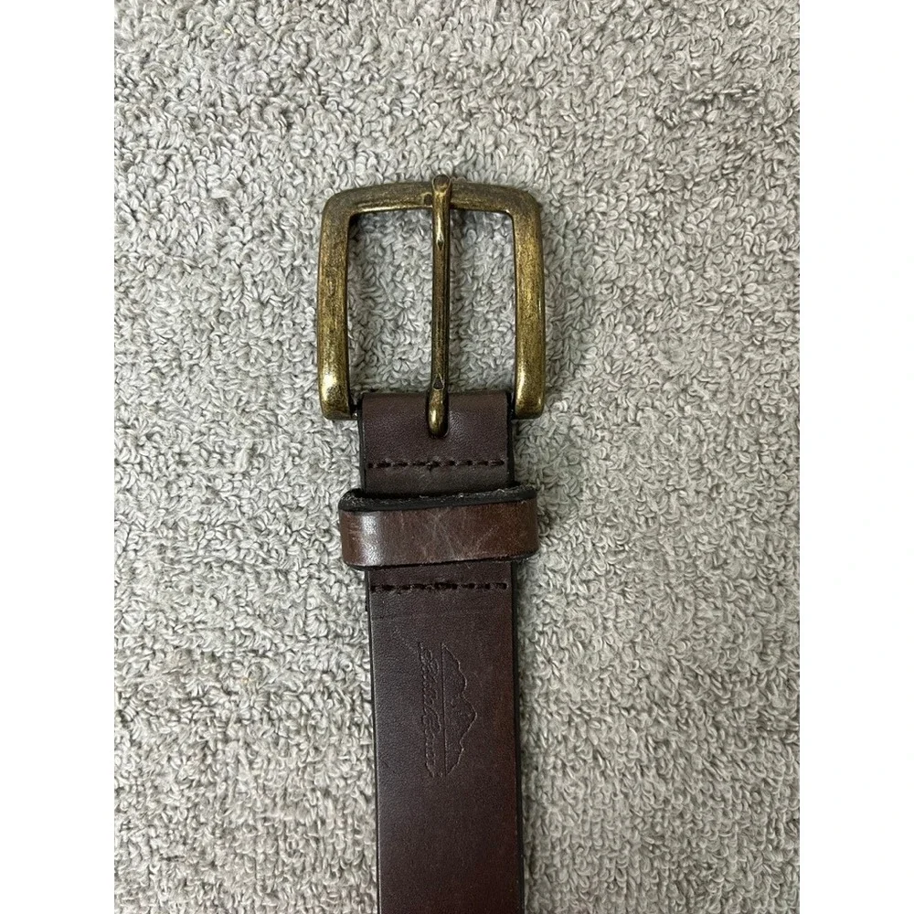 Eddie Bauer Mens Brown Leather Belt Made in Italy Brass Buckle Size 36 38